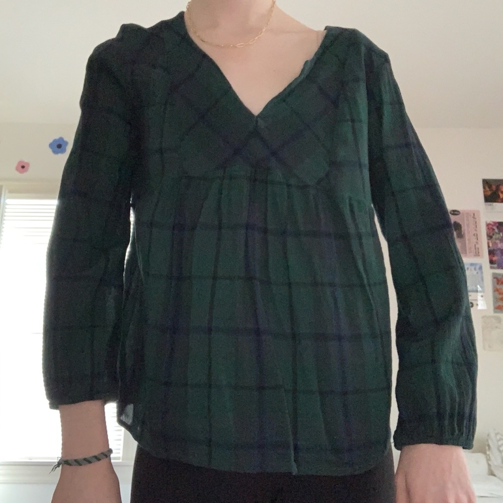 Old Navy Green Flannel Blouse